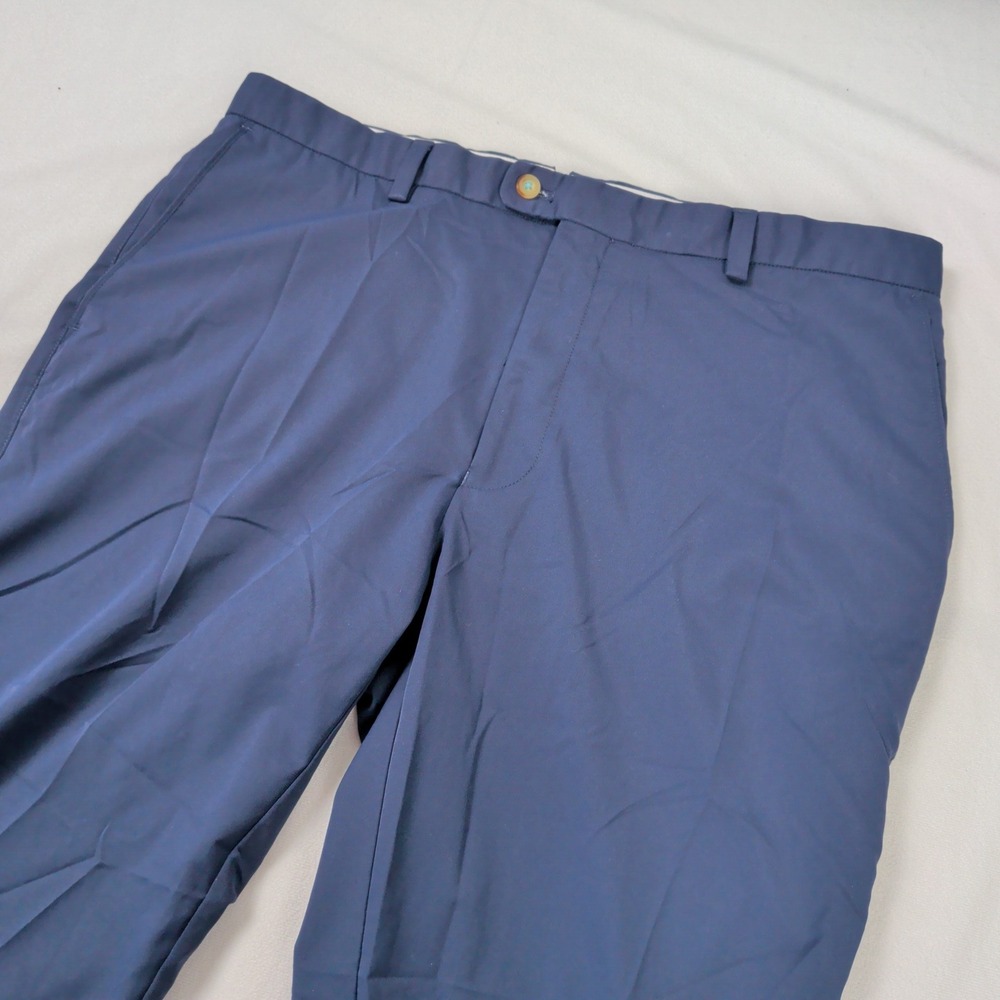 Dunhill Links Pants Mens 36x32 Navy Blue Golf Trousers Flat Front Luxury
